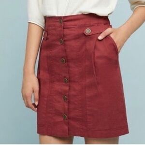 NWT Anthropologie brand AMADI Jupe Button Front Terra Cotta Mini Skirt size M